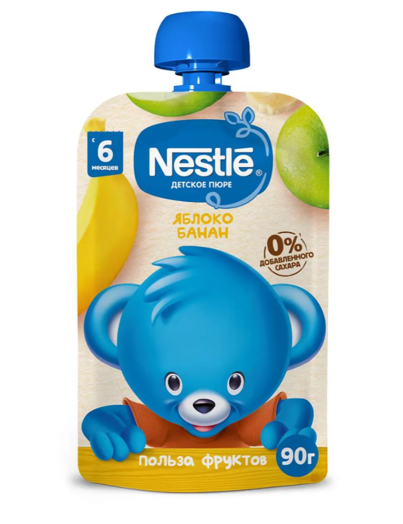 фото упаковки Nestle Фруктовое пюре Яблоко, банан