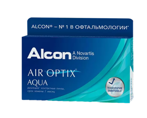 Alcon Air Optix aqua контактные линзы плановой замены, BC=8,6 d=14,2, D(-1.75), стерильно, 6 шт.